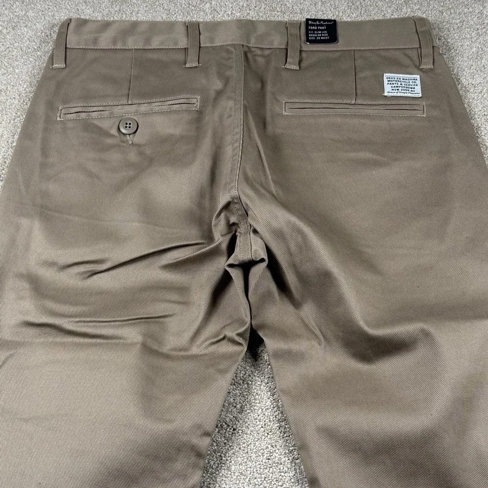 Deus Ex Machina Ford Pant 29x32 Tan Washed Sand Brown Slim Fit Chino